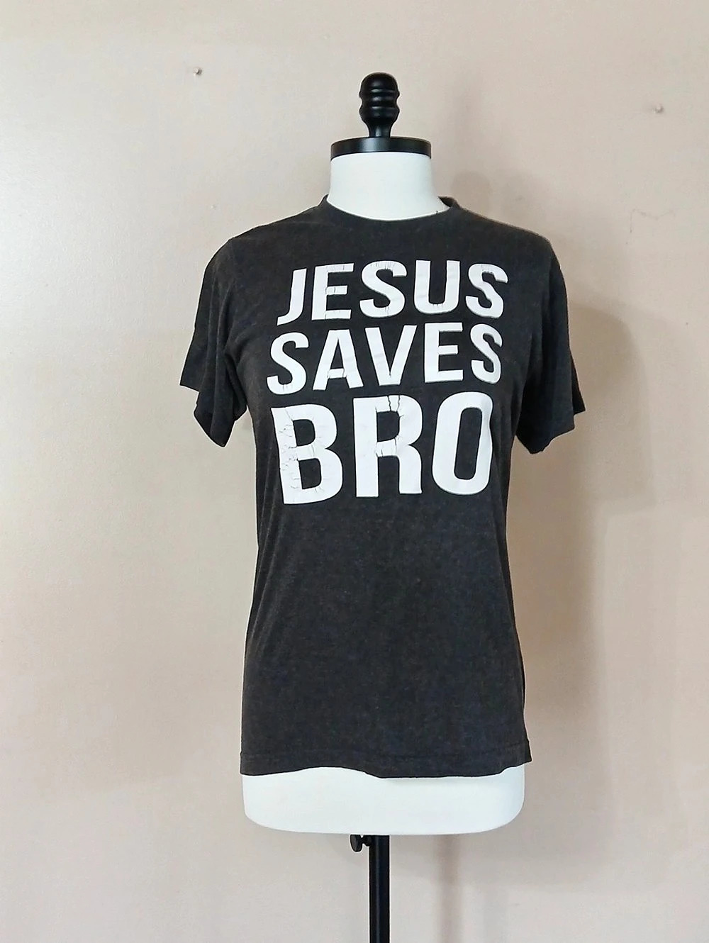 Jesus Saves Bro Graphic Tee in Black Like New